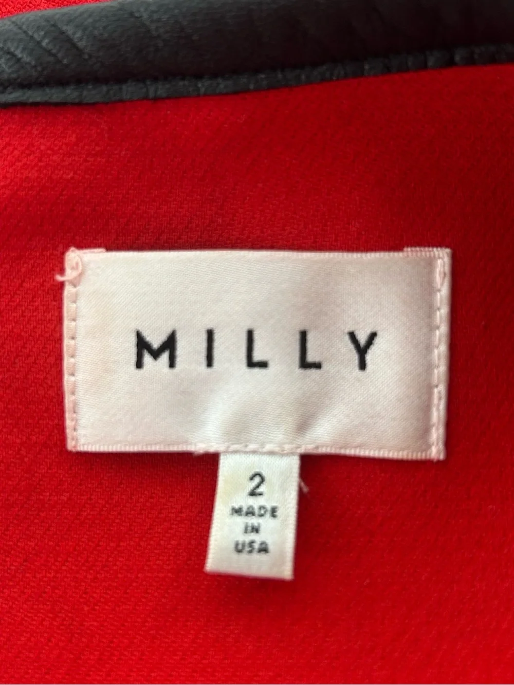 Milly Red Sleeveless Sheath Dress with Black Lace Insets - Picture 3 of 5